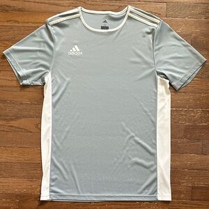 Adidas Men's Short Sleeve Gray and White Climalite Tee Shirt, Medium